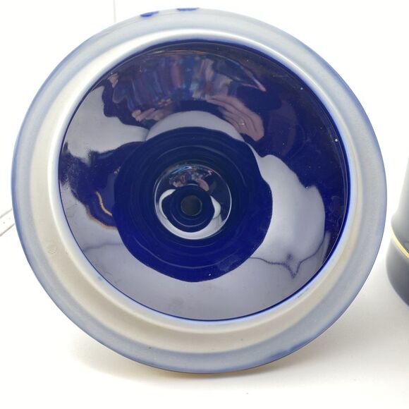 Vintage Limoges Cobalt Blue Gold Trim 9” Lidded Jar Courting Couple France - Picture 8 of 9